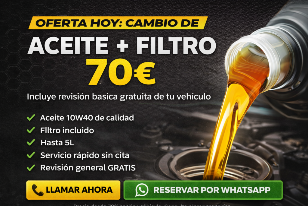 Cambio de aceite y filtro 70€ en Cartagena sin cita